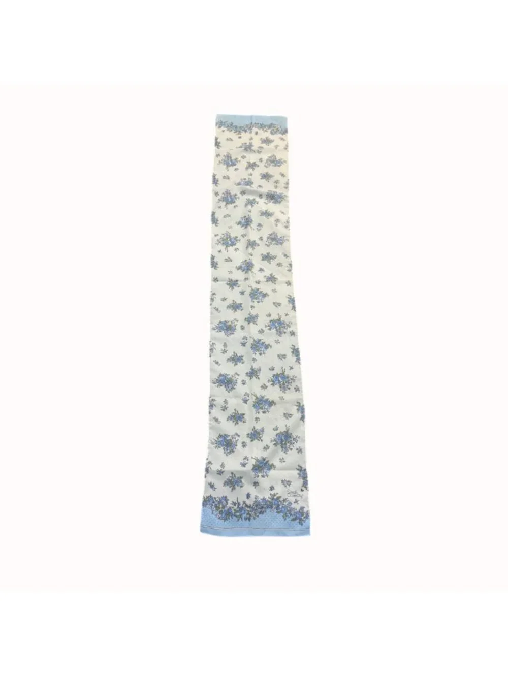 Vintage Sarah Coventry Scarf Blue Floral Cream Lightweight Neck Wrap 10x48